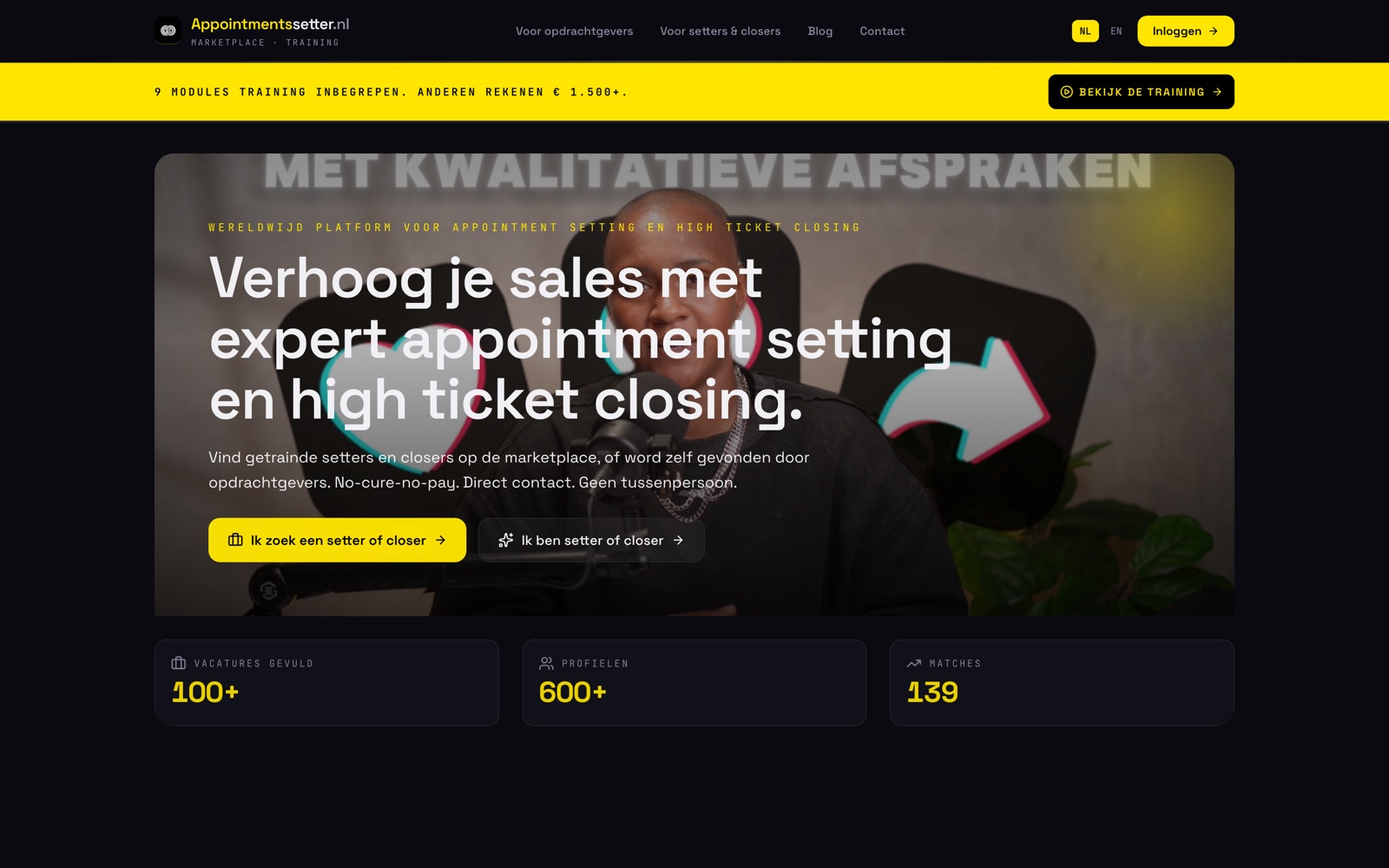 Website en platform van Appointmentssetter.nl